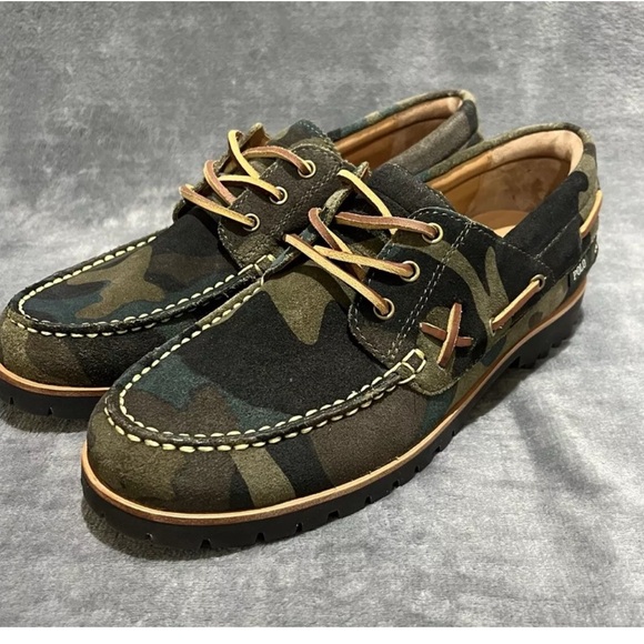 COPY - POLO Ralph Lauren Ranger Suede Camo Olive Boat Shoe Men’s Size 11 1/2 NEW - Picture 2 of 4